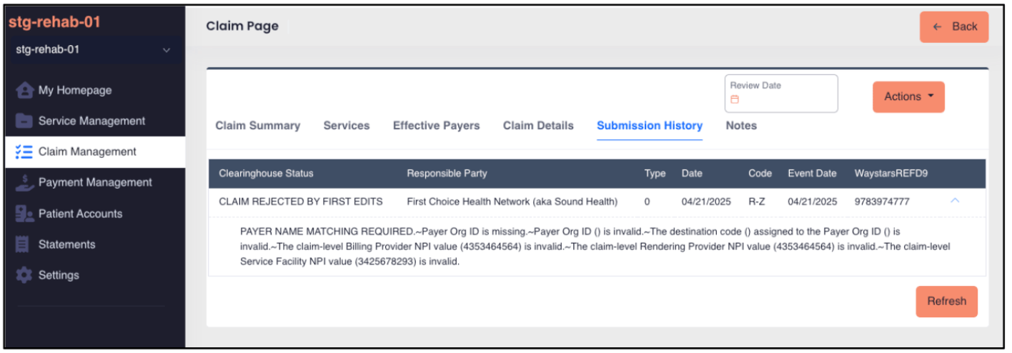 Service and Claim Management
